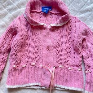 Cardigan Genuine Kids Oshkosh B’Gosh girls 2009 pink knit sweater size 12 M